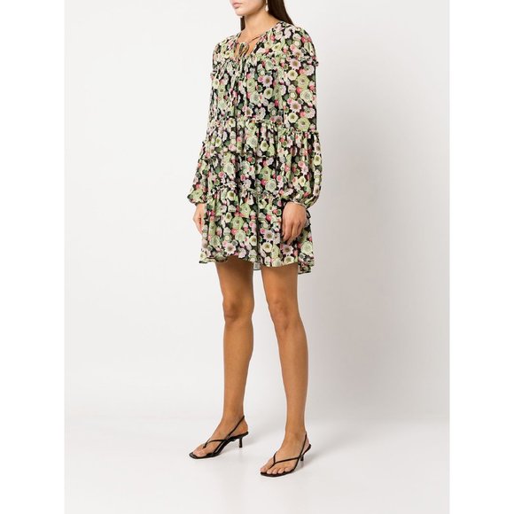 Cinq A Sept Dita Floral Print Long Sleeve Minidress in Prickly Pear Multi Size 4 - Picture 3 of 11